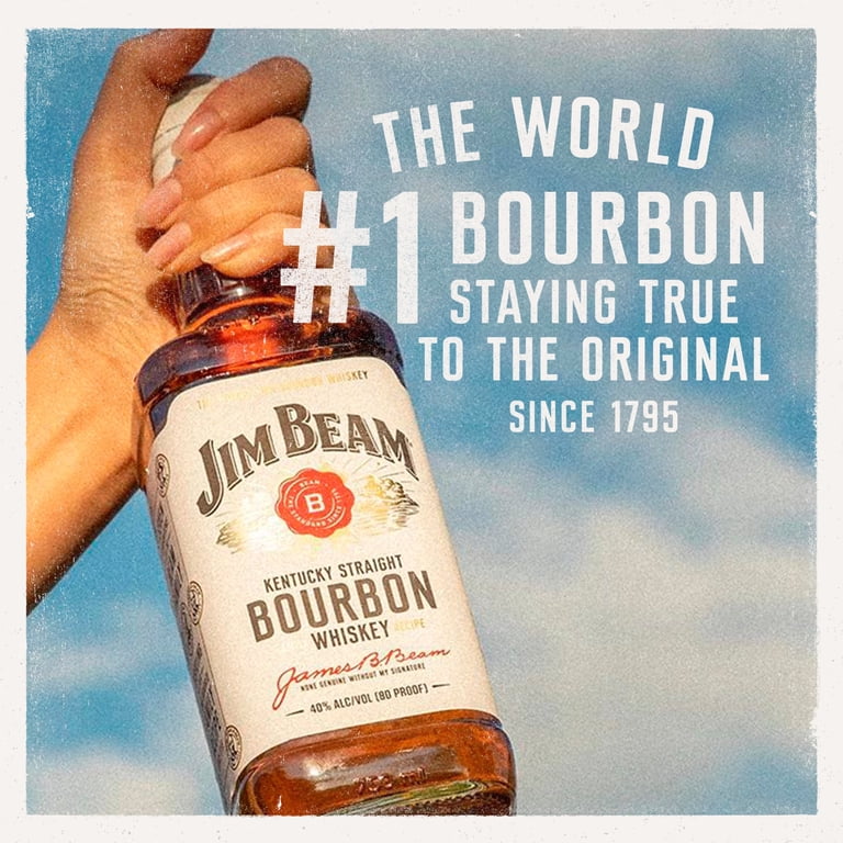 Jim Beam White Label Straight Bourbon, 750 ml Bottle, 40.0% ABV