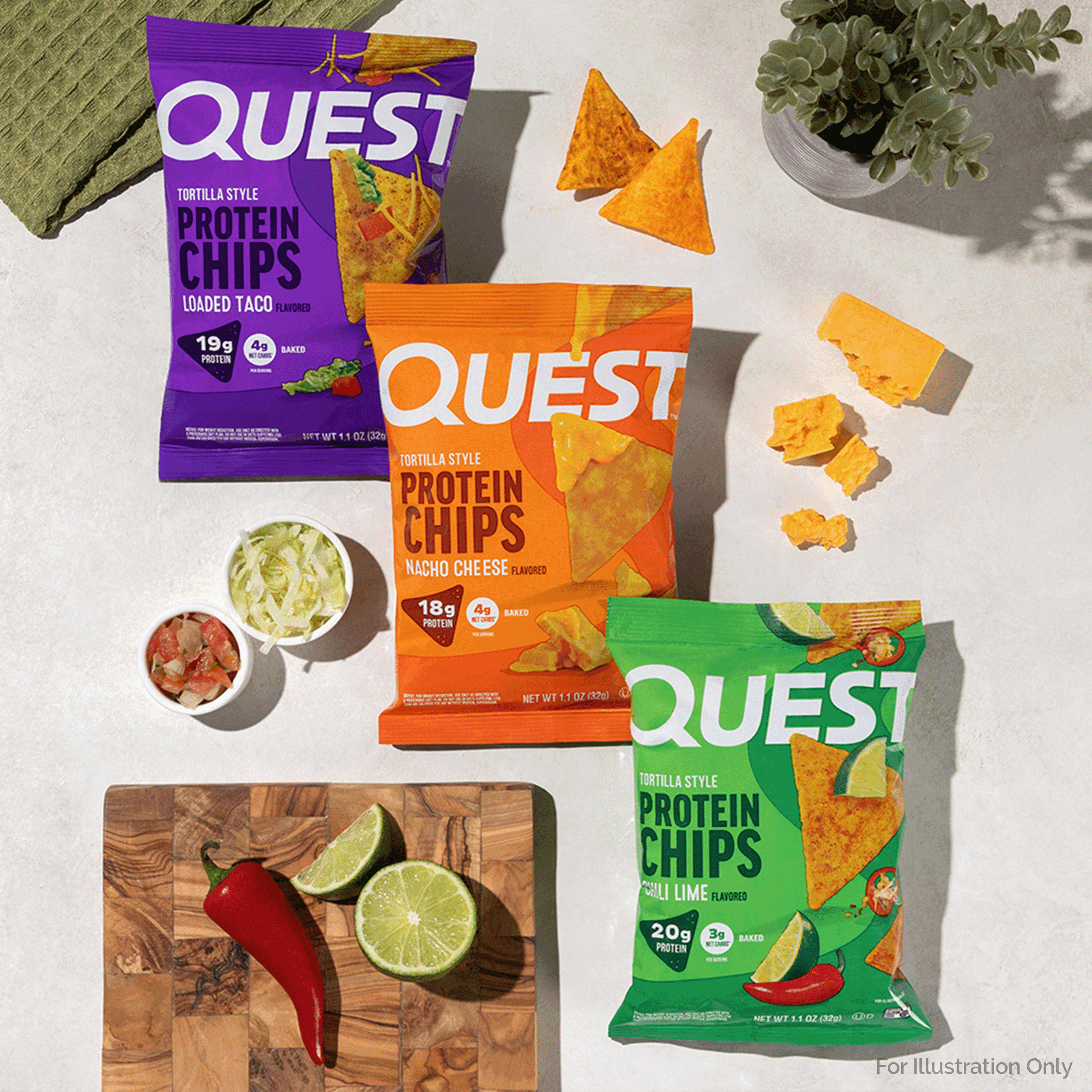 (4 pack) Quest Tortilla Style Protein Chips with 19g of Protein, Ranch Flavor, 1.1 Oz, Single