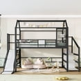 thumbnail image 4 of URTR Full Size Metal Playhouse Loft Bed with Slide and Stairs, Heavy Duty Full Loft Bed Frame with Storage Shelves for Bedroom, Black, 4 of 10
