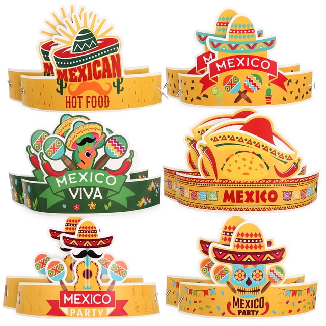 KAKOWELY 12 sombreros de papel para fiesta del Cinco de Mayo con temática mexicana, suministros para fiestas