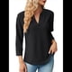 thumbnail image 2 of Blusas Elegantes e Informales para Mujer, Camisetas de 3/4 con Cuello en V y Mangas Enrollables. Negro M, 2 of 10