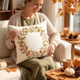 thumbnail image 5 of Fall Leaf Wreath Embroidered Throw Pillow Cover Thanksgiving Sofa Decor, 5 of 5