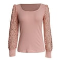 thumbnail image 5 of Vedolay Sweatshirts for Women Tops Lace Casual Loose Blouses Sweatshirts Pink,S, 5 of 5