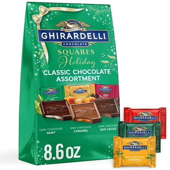 GHIRARDELLI Holiday Classic Chocolate Assortment SQUARES, 8.6 oz Bag