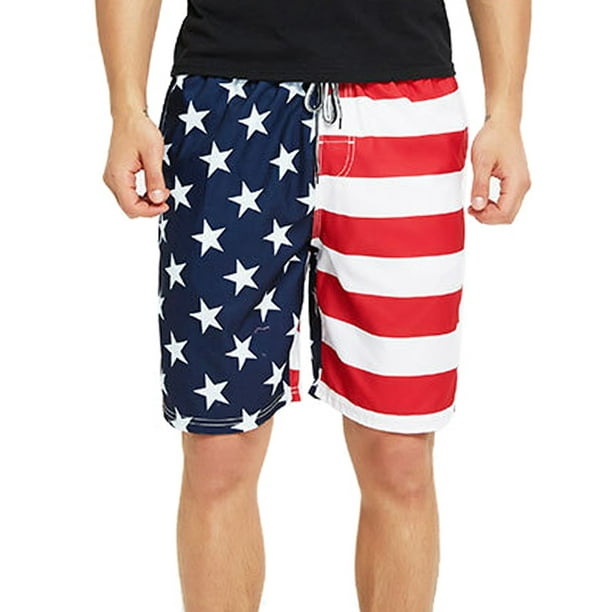 Himone Plus Size Men Swim Trunks Quick Dry Beach Us Flag Printed Shorts Swimming Board Shorts Drawstring Elastic Waisted Short Pants Walmart Com Walmart Com