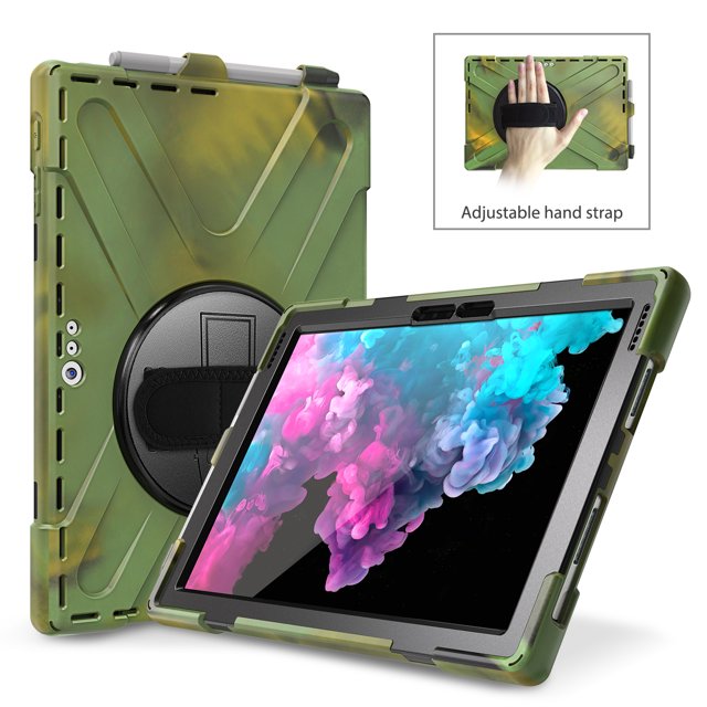 Case de tableta para Microsoft Surface Pro 4/5/6/7/7+ con soporte de rotación de 360 ° y correa de mano y correa para el hombro Ikkle Surface Pro 4/5/6/7/7+