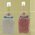 thumbnail image 2 of Chenille Hand Towels 2-Pack Super Absorbent Quick Dry Microfiber Bathroom & Kitchen Towels with Hanging Loops, Decorative Fuzzy Ball Hand Towel (Grey + White), 2 of 5