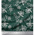 thumbnail image 1 of Soimoi Crepe Silk Fabric Leaves & Floral Block Printed Fabric 1 Yard 42 Inch Wide, 1 of 3