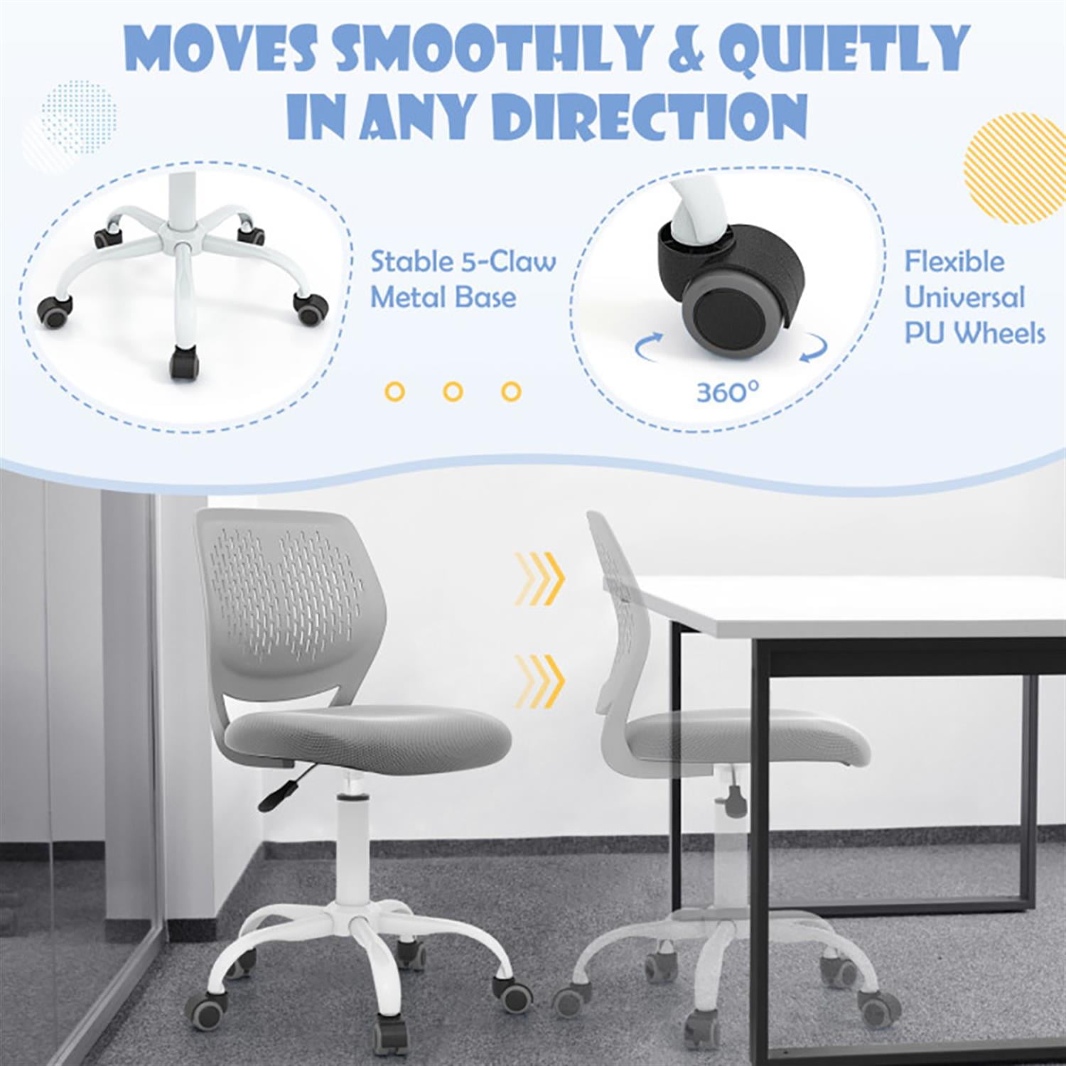 Demi Bonn Ergonomic Study Chair, Computer Desk Chairs with Adjustable Height, Suitable for Home Office, Gray