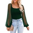 thumbnail image 7 of Women Blouses Silk Long Sleeve Shirt Thin Shirts for Womens Plain Long Sleeve Shirt Pretty Scrub Tops Women Ladies Tops Casual Casual Blouses for Summer Womens Satin Silk Green S, 7 of 7