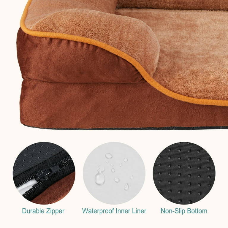CONCETTA Orthopedic Dog Bed, XL, Brown with Egg Crate Foam photo 2