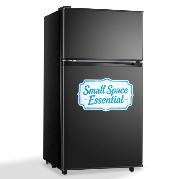 3.5 Cu ft Two Door Mini Fridge with Freezer,Apartment Size Refrigerator,Dark Grey,New