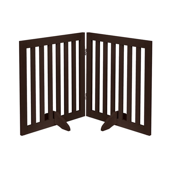 Unipaws Freestanding Pet Gate 24 inches High 2 Panels, Espresso