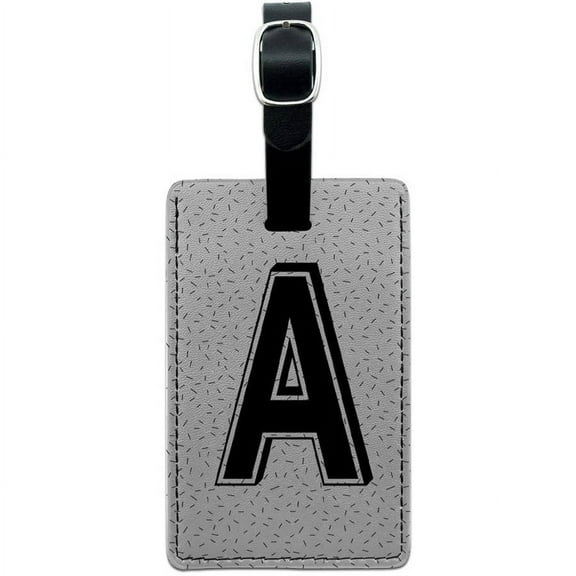 Letter A Initial Sprinkles Black White Leather Luggage ID Tag Suitcase Carry-On