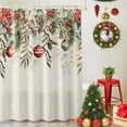 thumbnail image 5 of Shower Curtains Sets for Bathroom Decor Xmas Ball Poinsettia Eucalyptus Snow Waterproof Bathroom Curtain with Hooks, Winter Berry Retro Linen for Bathroom Decor,60x72IN, 5 of 9