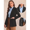 thumbnail image 2 of DARING DIVA Women's Notched Lapel Collar One Button Office Suit Jacket S Black, 2 of 6