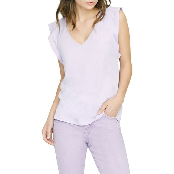 Sanctuary Clothing Womens Flutter Sleeve Basic T-Shirt, Purple, Small