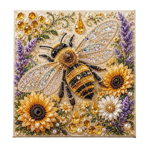 LOWLHOME Animal Pearl Art DIY Craft Kit, 5D Diamond Painting for Adults Beginner, Handmade Pearl Beads Dots Painting Gem Sparkling Horse Home Wall Decoration (Bee)