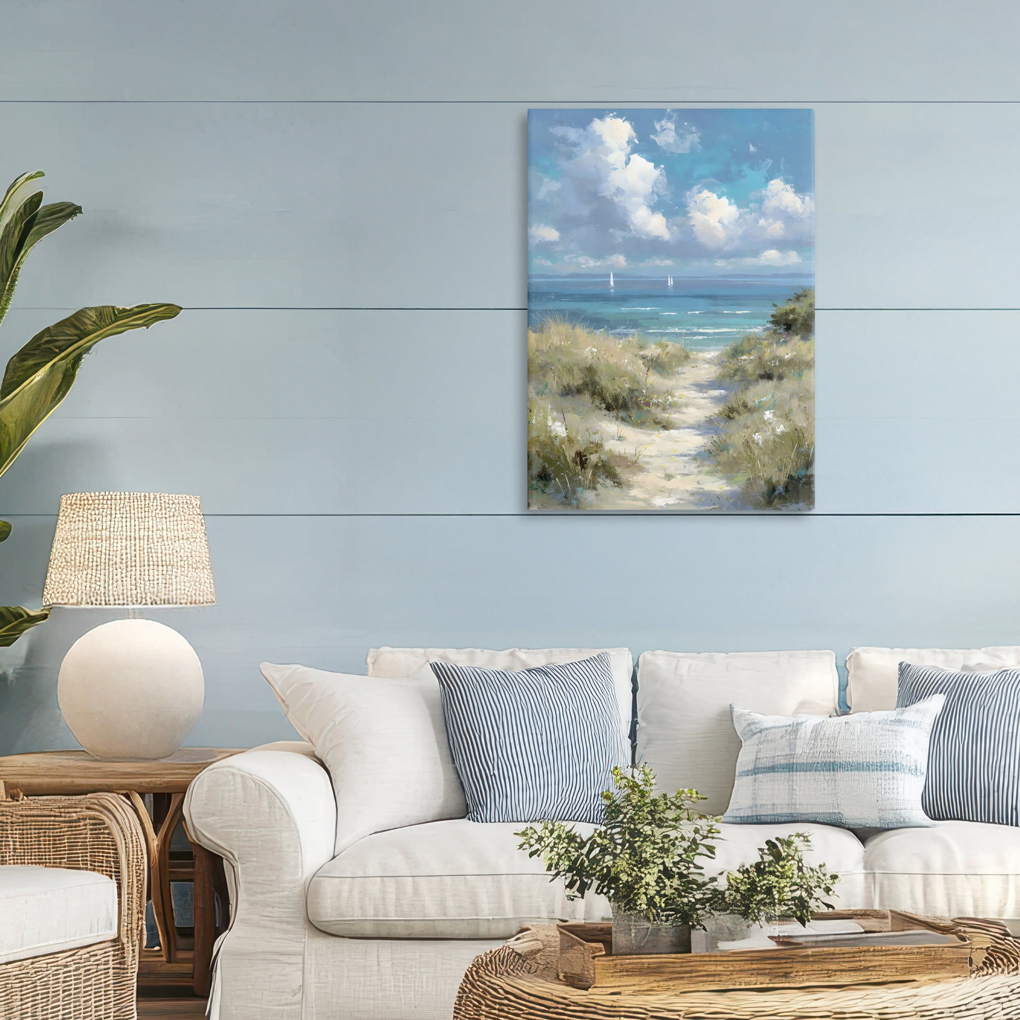 Stupell Industries Impressionist Clouds over Beach Path Canvas Wall Art, design by Petal Prints Design