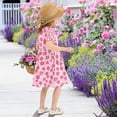 thumbnail image 5 of FORMRS Girls Short Sleeve Dress Summer Casual Round Neck A-line Beach Sundress, Sizes 2T-8T, Strawberry Bliss, 5 of 8
