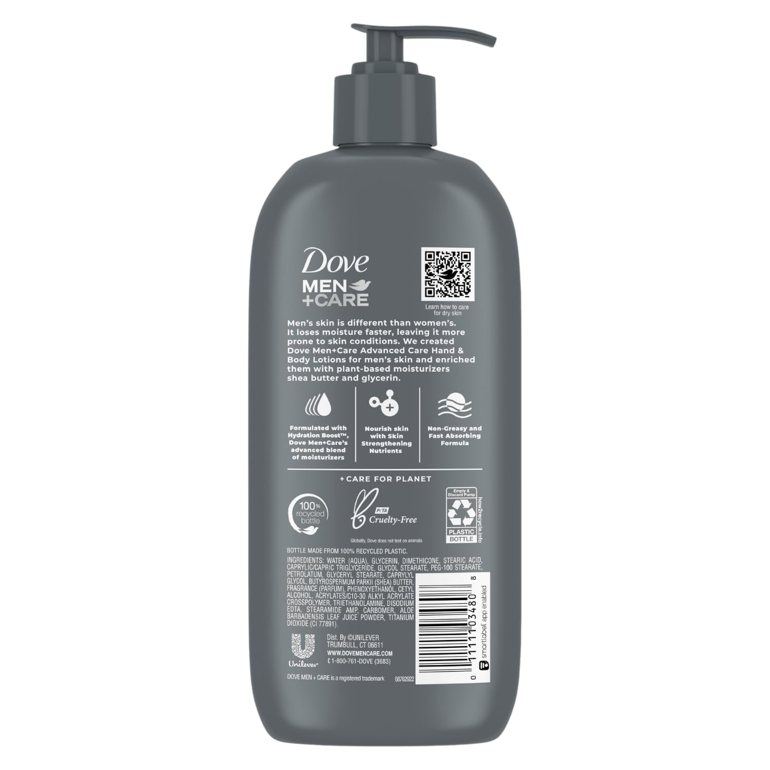 Dove Hand & Body IRF13 Lotion, Men+Care Value Pack - Sensitive Skin Comfort Formula with Shea Butter & Aloe Vera, Calming Lotion for Dry Skin, 13.5 Fl Oz (Pack of 2)