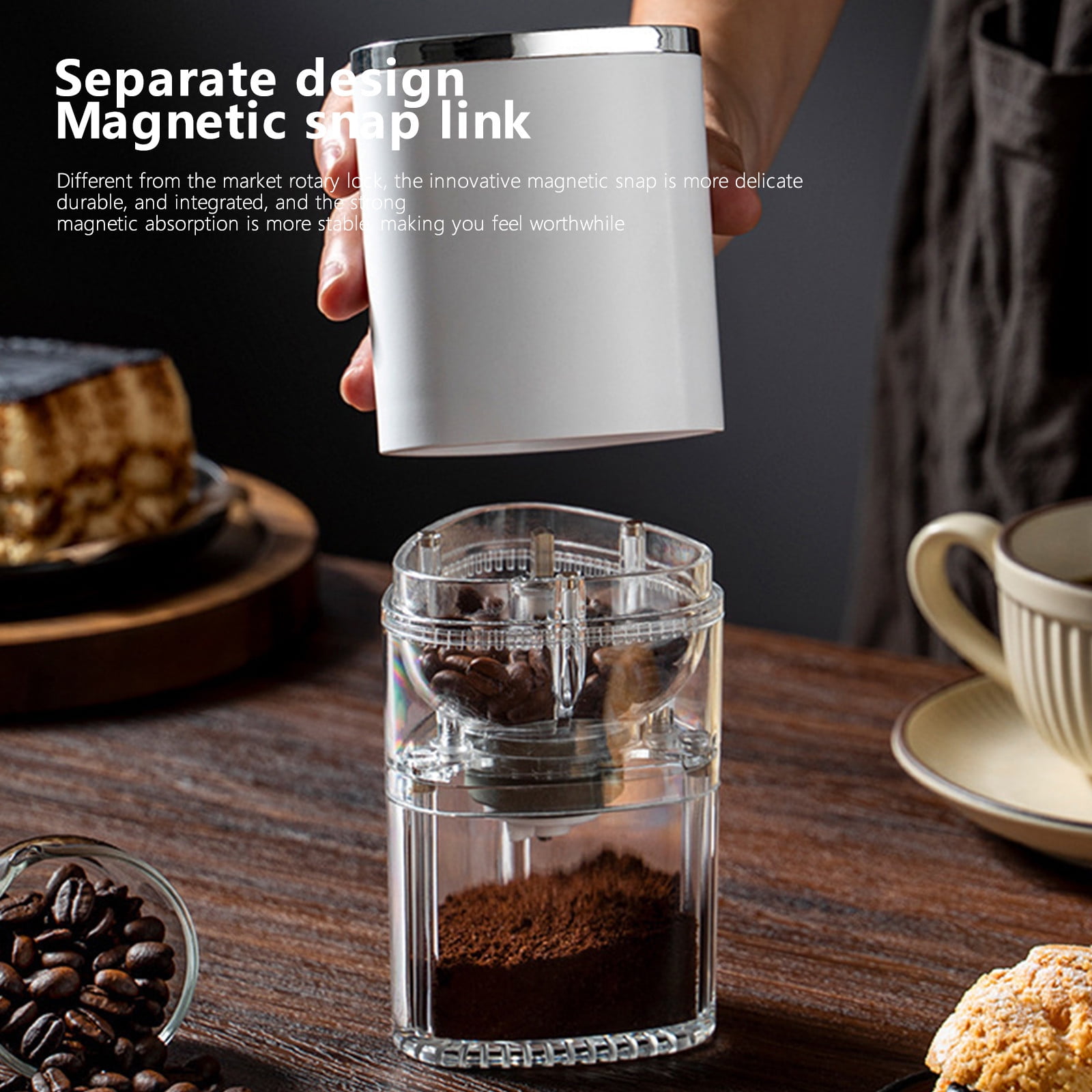 Wovilon Portable Coffee Grinder Electric, Adjust-Able Burr Mill Coffee Grinder with Multi Grind Settings for Coffee Beans, Conical Burr Coffee Grinder