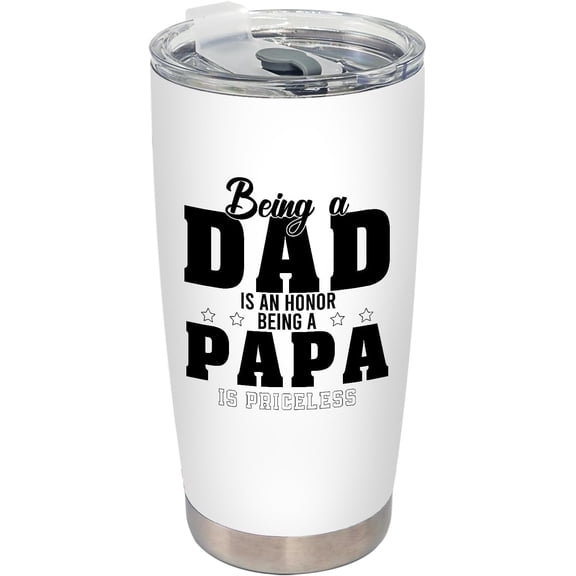 Dad Tumbler, Dad Papa Gifts for Father''s Day Birthday from Son Daughter Stainless Steel Tumbler with Lid and Straw 20oz, It''s an Honor Being a Papa Travel Coffee Cup