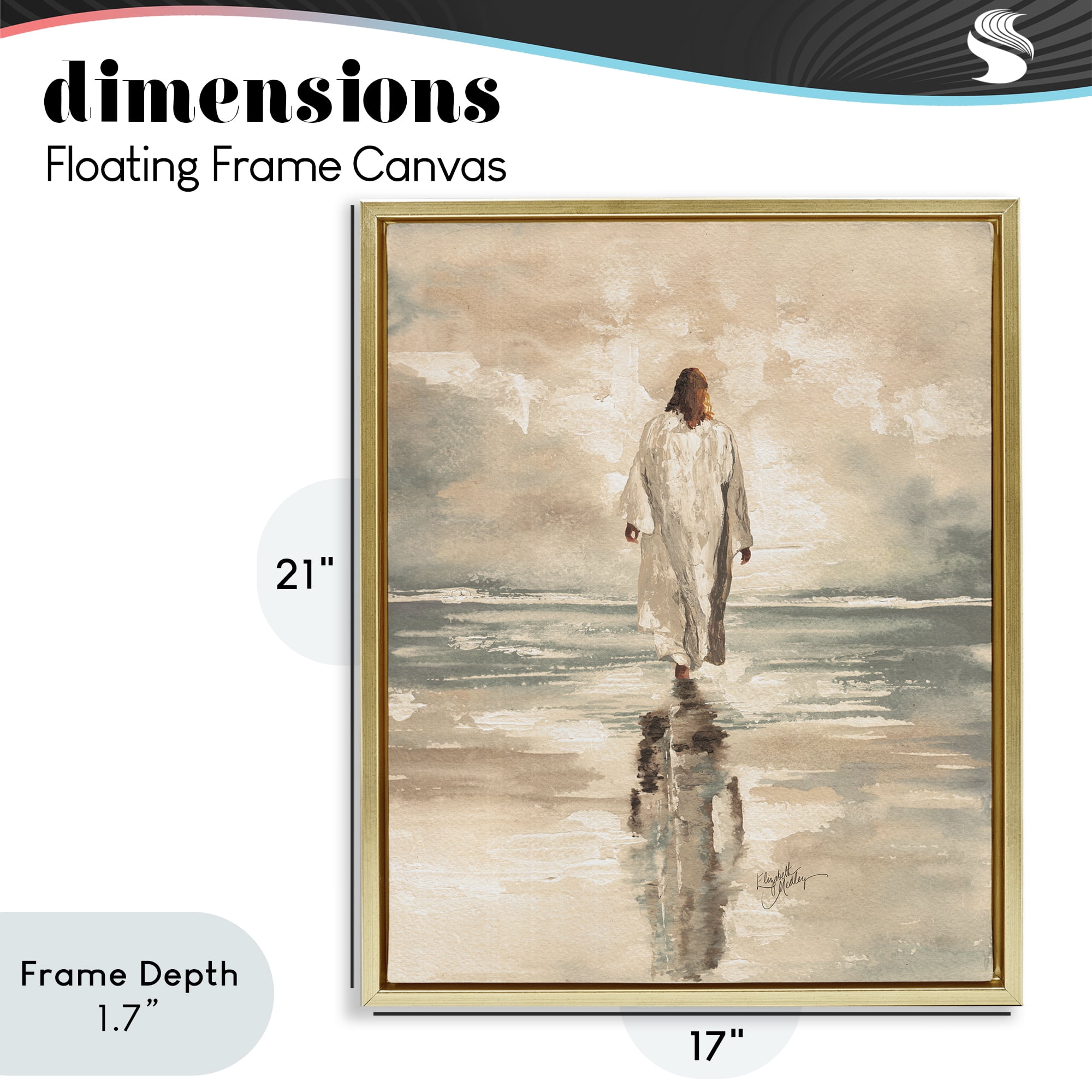 Stupell Industries Jesus Calms The Sea Gold Framed Floater Canvas Wall Art, design by Elizabeth Medley