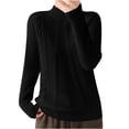 thumbnail image 2 of Zedker Sweaters for Women Mock Turtleneck Long Sleeve Soft Shirts Fall Ribbed Tops Tee,Plus Size Black XXL, 2 of 3