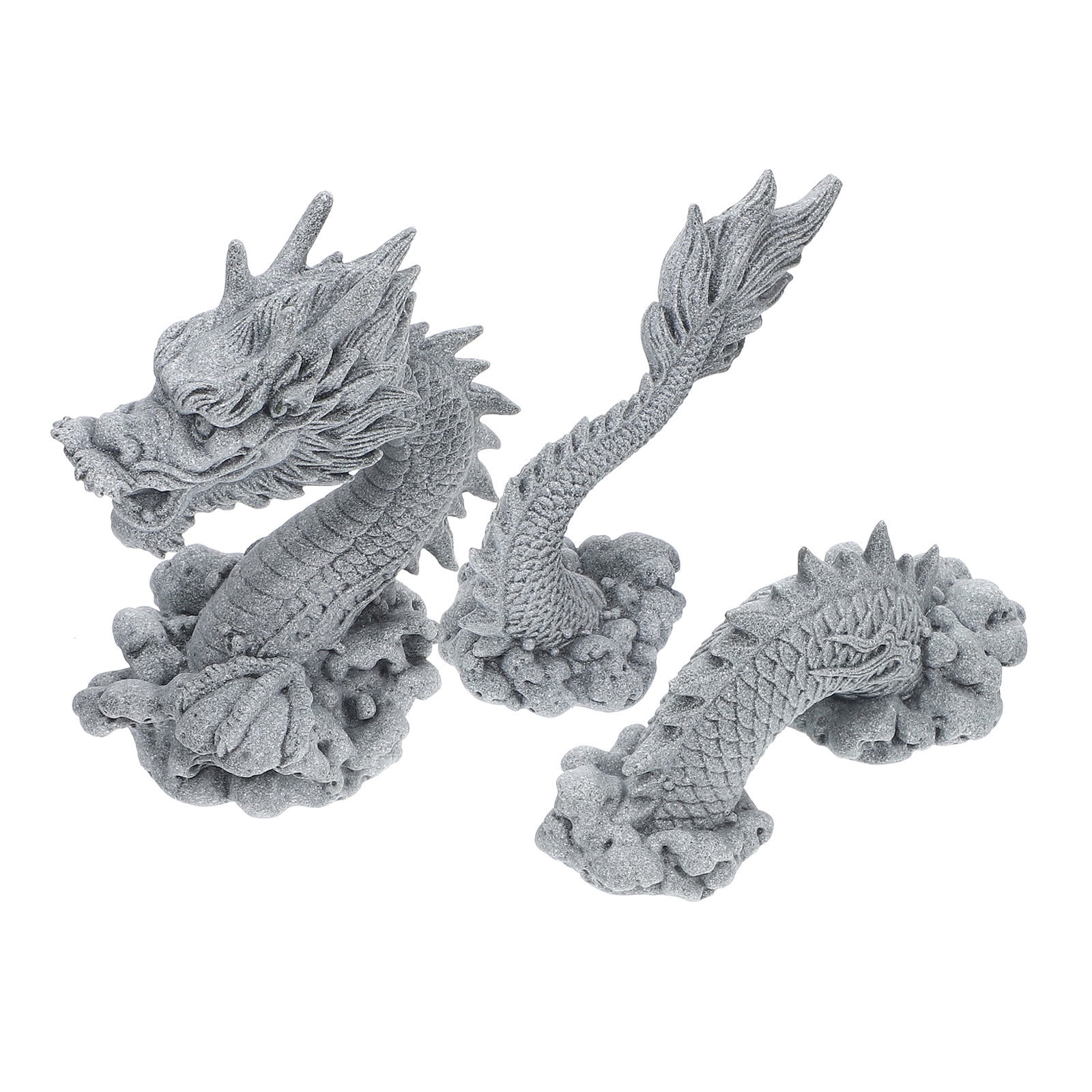 Clispeed Grey Sandstone Chinese Dragon Figurine Unique Indoor Decorative Art Sculpture for Home and Office Display