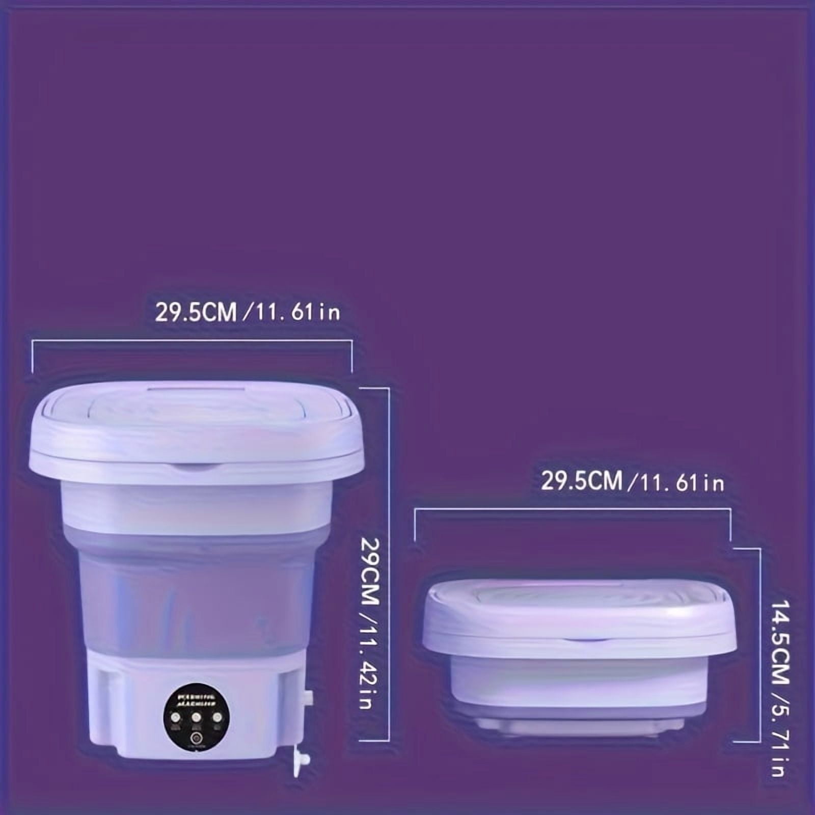 2.11gal High Capacity Mini Foldable Washing Machine - 3 Modes Deep Cleaning, Soft Spin Dry for Socks, Clothes, Towels, Delicate Items (Purple)
