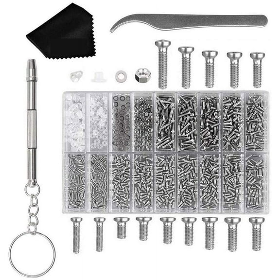 Heldig Eyeglass Repair Kit, Universal Eyeglass Screw & Nut Assortment with Magnetic Screwdriver, Screws, Tweezers, Eyeglass Cloth for Watch RepairB