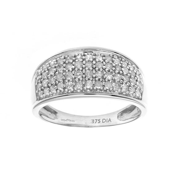9ct White Gold Jewelco London Round 1/2ct Diamond 4 Row Bombay Eternity Ring 7mm