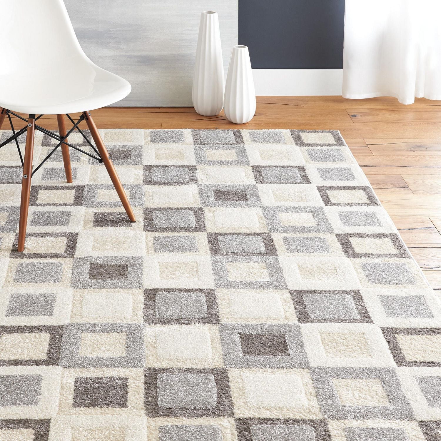 Tapis décoratif synthétique géométrique aux tons terreux hometrends 160 cm x 213,4 cm, durable