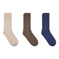 thumbnail image 4 of Clarks Men's Multicolor Solid Casual Crew Socks with Ribbed Welt, 3 Pack, 4 of 6
