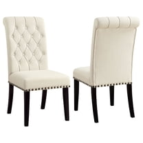 Alana Fabric Upholstered Dining Side Chair Beige and Rustic Espresso (Set of 2)