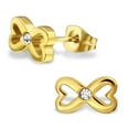 thumbnail image 2 of Stainless Steel Stainless Steel Infinity Heart Bow Ribbon Crystal Stud Post Earrings, 2 of 2