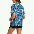 thumbnail image 4 of Juesizh Hawaiian Shirts for Women Plus Size Summer Tops Trendy Casual Button Down Casual Print T Shirts, S-5XL, 4 of 6