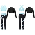 thumbnail image 3 of iiniim Kids Girls 3Piece Yoga Dance Gymnastics Tracksuit Long Sleeve Crop Top Sports Bra and Leggings Sportwear Set, 3 of 7
