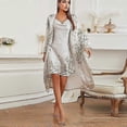 thumbnail image 3 of Conjunto de bata y camisón de dos piezas para mujer, estilo ligero, largo medio, ideal para dormir., 3 of 4