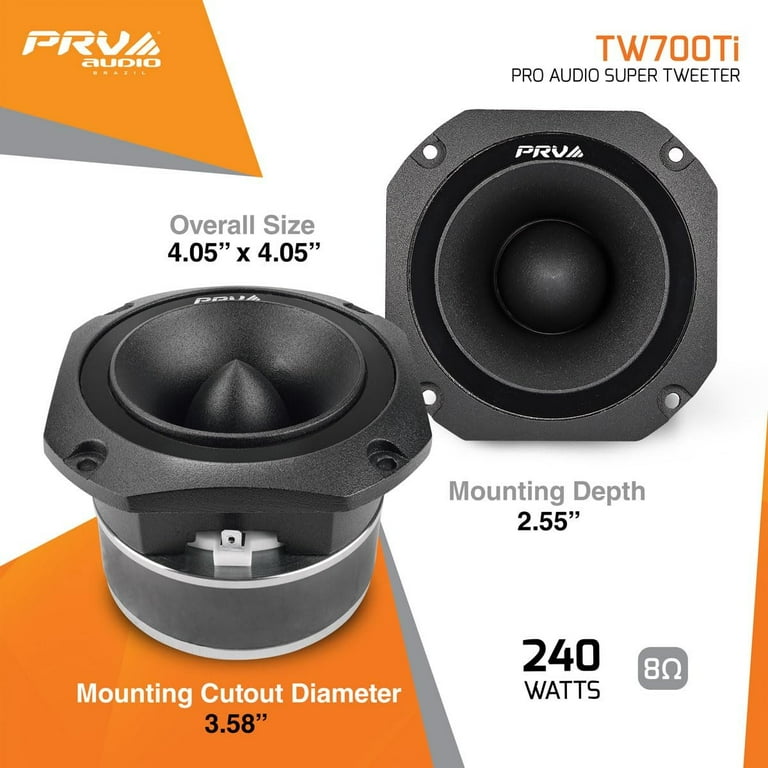 PRV AUDIO TW700Ti 4 Inch Titanium Bullet Tweeter TW700Ti 240 Watts, 8 Ohm Super Tweeter, Built-in Capacitor Pro Audio High Frequency Driver Single