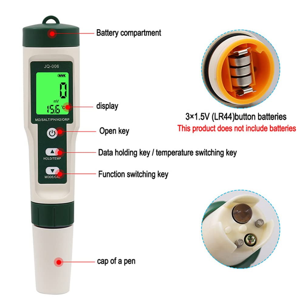10 in 1 Digital Water Tester Meter, PH/TDS/EC/Salinity/SG/ORP/Hydrogen-rich/Resistivity/Temp/Nutrient Solution, Water Tester Pen for Drinking Water Hydroponics Plant Fish Tank, Pool Salt Tester