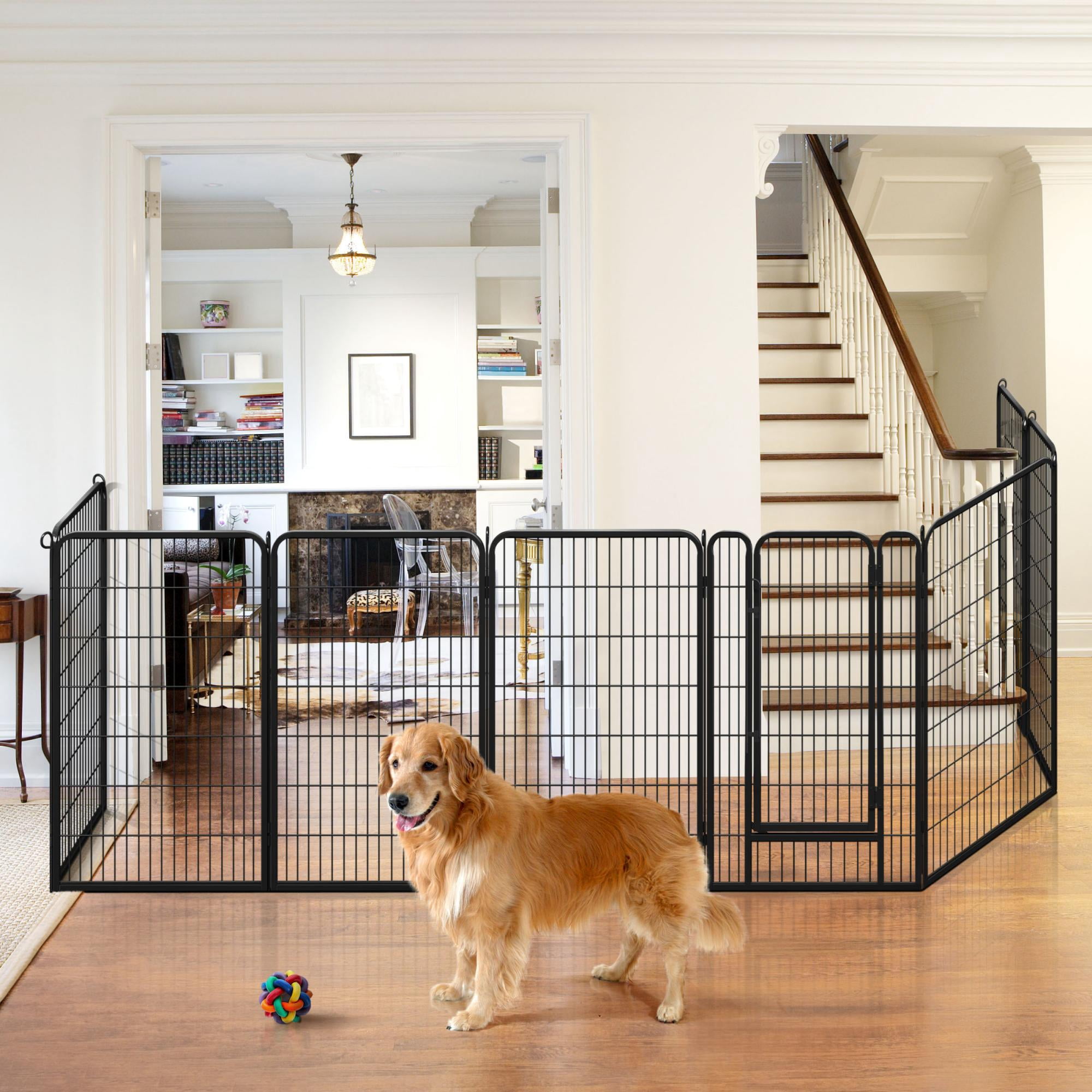 Alden Design 16 Panels 47.5″ H Foldable Dog Playpen with Door, Black