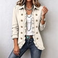thumbnail image 4 of Womens Long Sleeve Ruffle Button Front Cardigan Jacket Lightweight Open Front Layered Top Structured Collar Casual Outerwear Fall Jackets for Women, 4 of 7