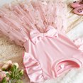 thumbnail image 3 of Rggeeun Toddler Girls Floral Embroidered Dress With Bow Detail And Flutter Sleeves For Party Wear Leisure Casual O-Neck Sundress, 3 of 9
