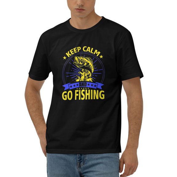 Keep Calm And Go Fishing T-shirts for women,men,graphic,funny,trendy,vintage,aesthetic,cool,popular,casual,fashion,graphic funny,graphic vintage,graphic cool,Black L