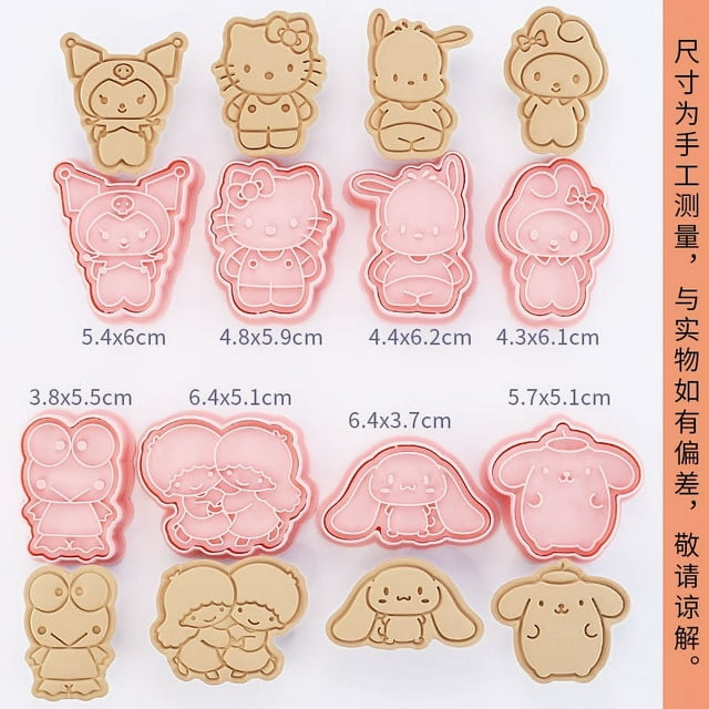 Molde de galletas Sanrio Hello Kitty Kuromi Cinnamoroll Diy para hornear, herramienta de repujado de pastelería, decoración de Festival y cena, nuevo, 8 piezas por juego