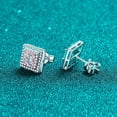 thumbnail image 5 of Biuufish Moissanite Earrings, 1.2 ct D Color 3EX Cut Lab Created Diamond Rose Gold Square Earrings 18K White Gold Plated Silver Screw Back for Women, 5 of 5