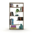 thumbnail image 3 of JERFIT 6 Shelf Industrial Bookcase, Solid Wood Open Etagere Shelf with Metal Frame for Living Room, Office, Walnut Finish, 3 of 8