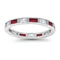 thumbnail image 6 of Full Eternity Baguette Wedding Band Ring Ruby CZ 925 Sterling Silver Size 5, 6 of 7